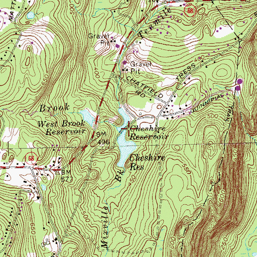 Topographic Map of Cheshire Reservoir Dam, CT