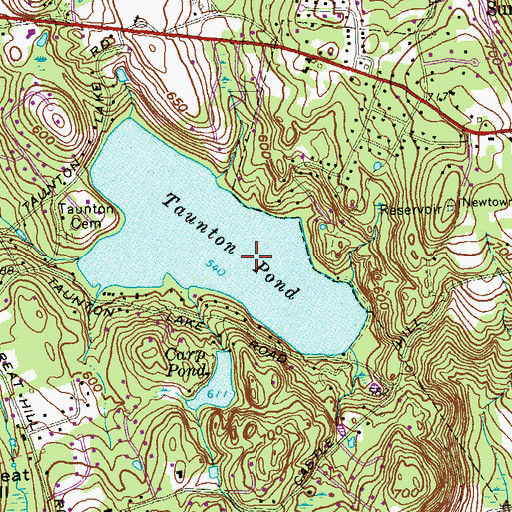 Topographic Map of Taunton Pond Dam, CT