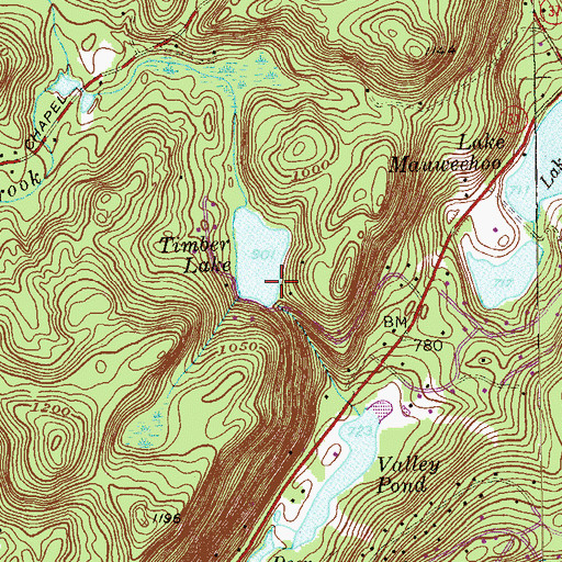 Topographic Map of Timber Lake Dam, CT