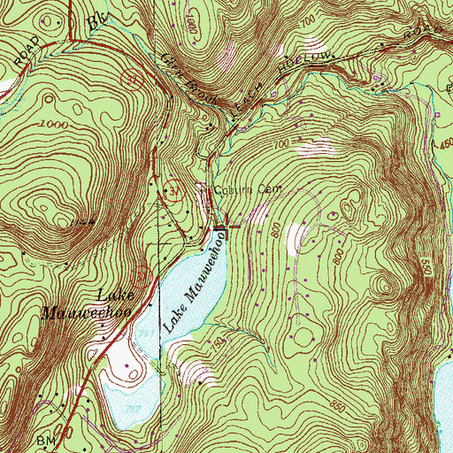Topographic Map of Lake Mauweehoo Dam, CT