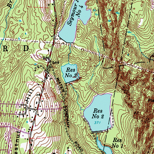 Topographic Map of Seymour Reservoir Number 3 Dam, CT