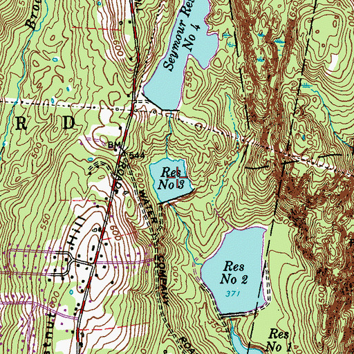 Topographic Map of Seymour Reservoir Number Three, CT