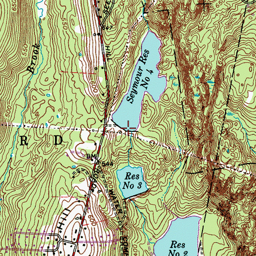 Topographic Map of Seymour Reservoir Number 4 Dam, CT