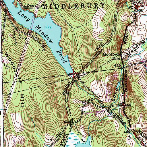 Topographic Map of Long Meadow Pond Dam, CT