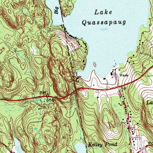 Topographic Map of Lake Quassapaug Dam, CT