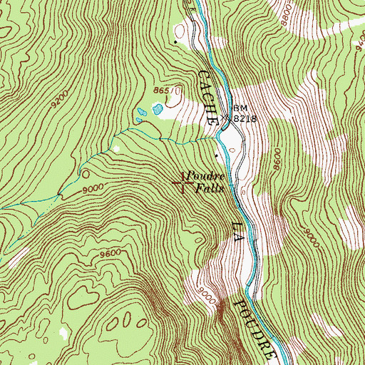 Topographic Map of Poudre Falls, CO