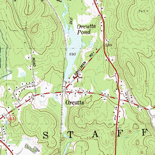 Topographic Map of Orcutts Pond Dam, CT