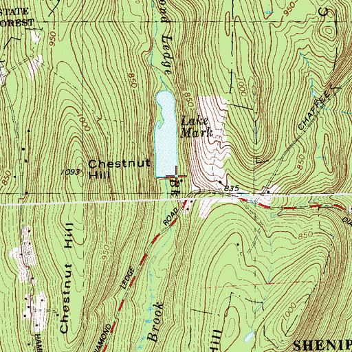 Topographic Map of Lake Mark Dam, CT