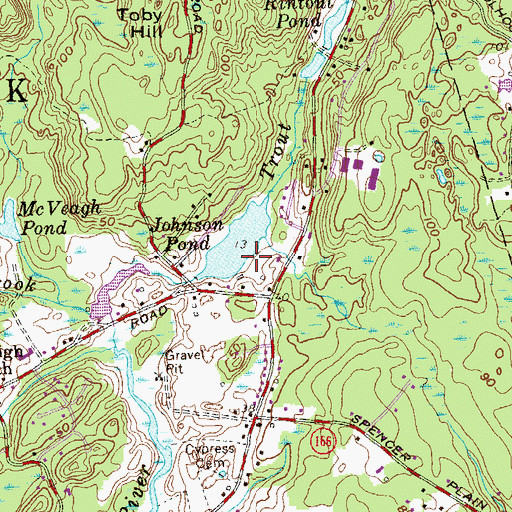 Topographic Map of Johnson Pond Dam, CT
