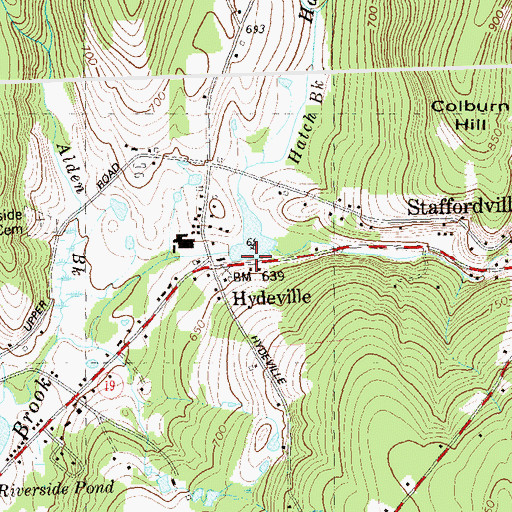 Topographic Map of Hydeville Pond Dam, CT