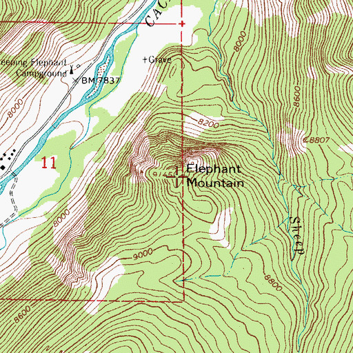 Topographic Map of Sleeping Elephant Mountain, CO