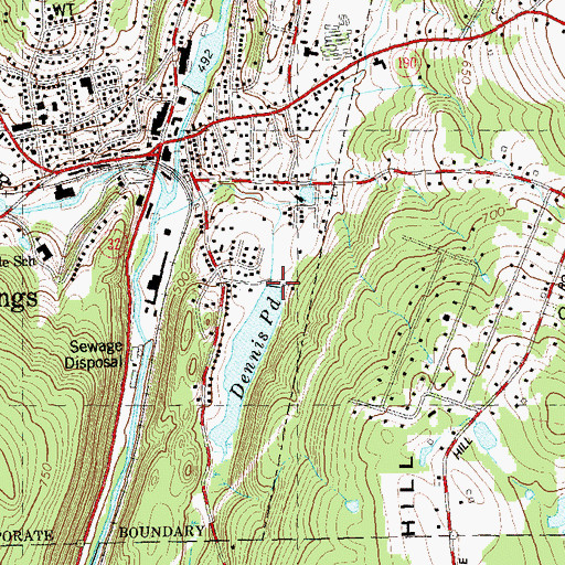 Topographic Map of Dennis Pond Dam, CT
