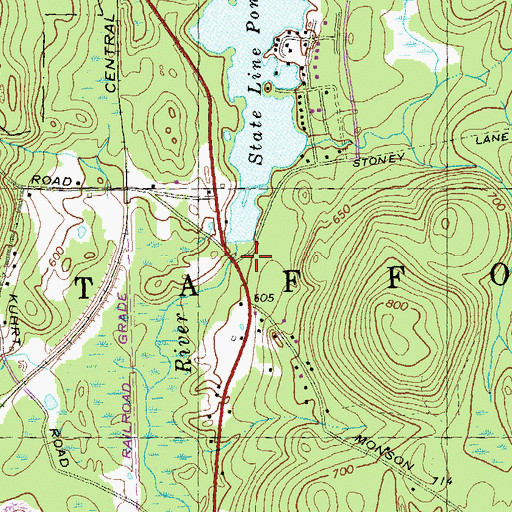 Topographic Map of Stateline Pond Dam, CT