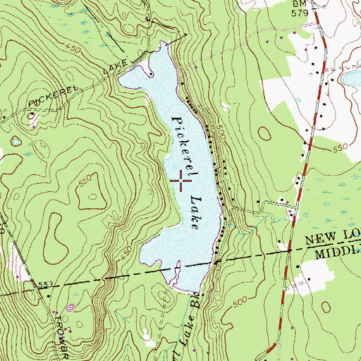 Topographic Map of Pickerel Lake Dam, CT