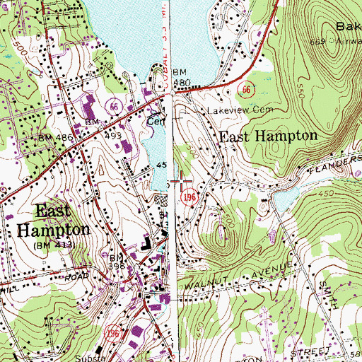 Topographic Map of Bevins Pond Dam, CT