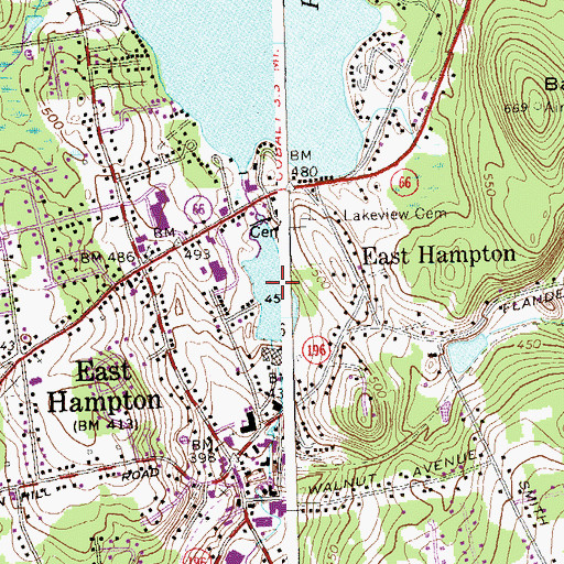 Topographic Map of Bevins Pond, CT