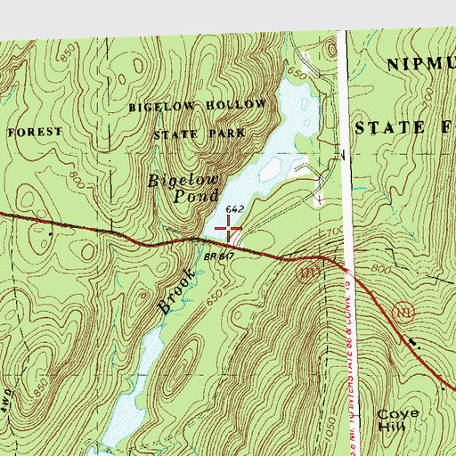 Topographic Map of Bigelow Pond Dam, CT