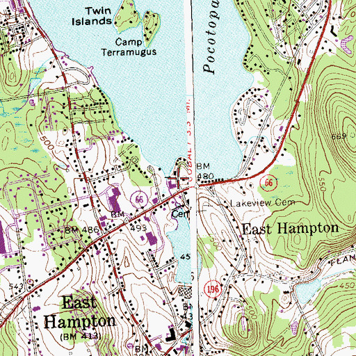 Topographic Map of Pocotopaug Lake Dam, CT