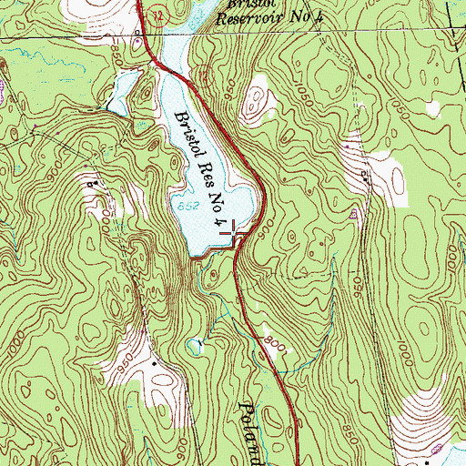 Topographic Map of Bristol Reservoir Number 4 Dam, CT