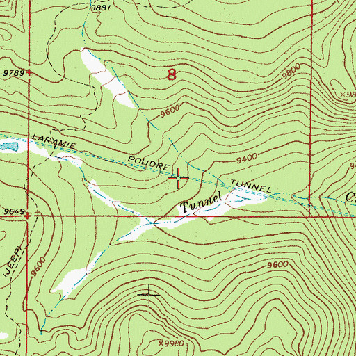 Topographic Map of Laramie Poudre Tunnel, CO