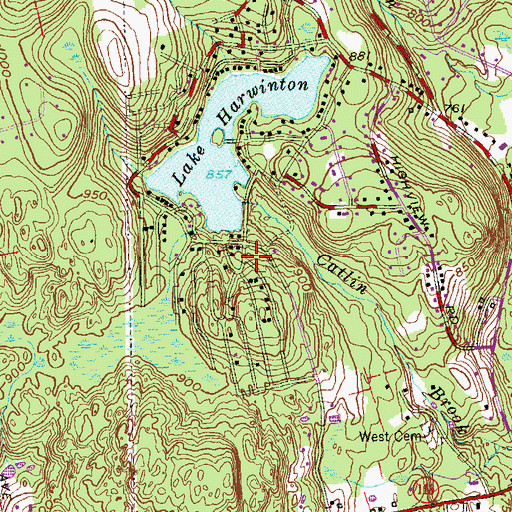 Topographic Map of Lake Harwinton Dam, CT