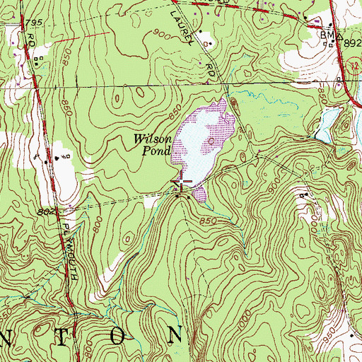 Topographic Map of Wilson Pond Dam, CT
