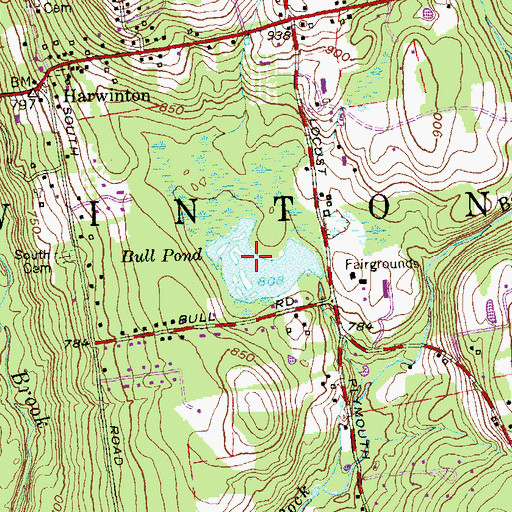 Topographic Map of Bull Pond Dam, CT