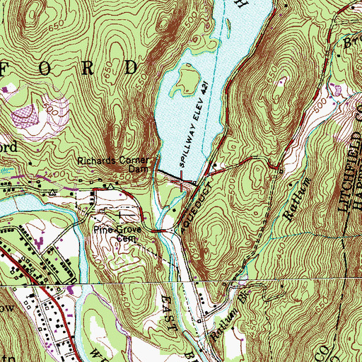 Topographic Map of Compensating Reservoir, CT