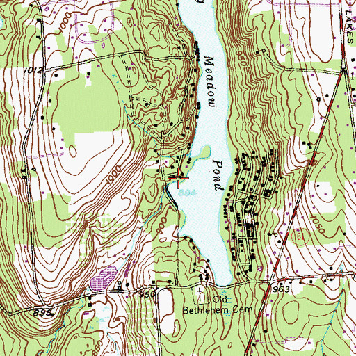 Topographic Map of Long Meadow Pond Dam, CT