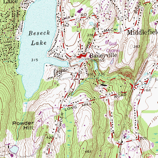Topographic Map of Beseck Lake Dam, CT