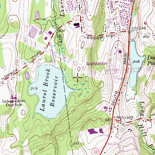 Topographic Map of Laurel Brook Reservoir Dam, CT