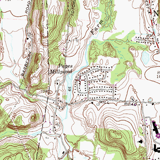 Topographic Map of Pages Millpond Dam, CT