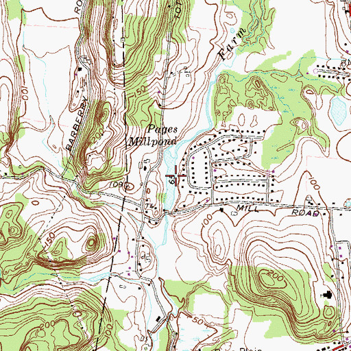 Topographic Map of Pages Millpond, CT
