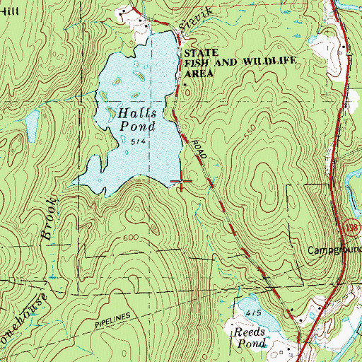 Topographic Map of Halls Pond South Dike, CT