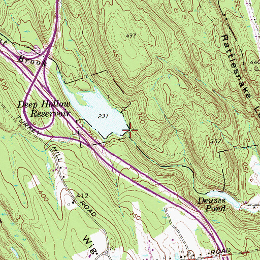 Topographic Map of Deep Hollow Reservoir Dam, CT