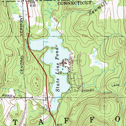 Topographic Map of Jennings Pond Dam, CT