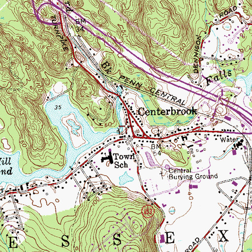Topographic Map of Mill Pond Dam, CT