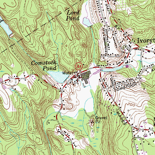 Topographic Map of Comstock Pond Dam, CT