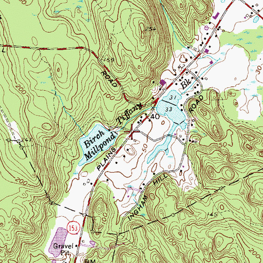 Topographic Map of Birch Millpond Dam, CT