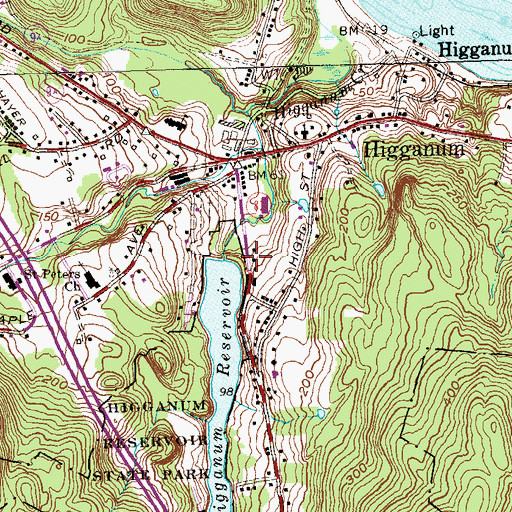 Topographic Map of Higganum Reservoir Dam, CT