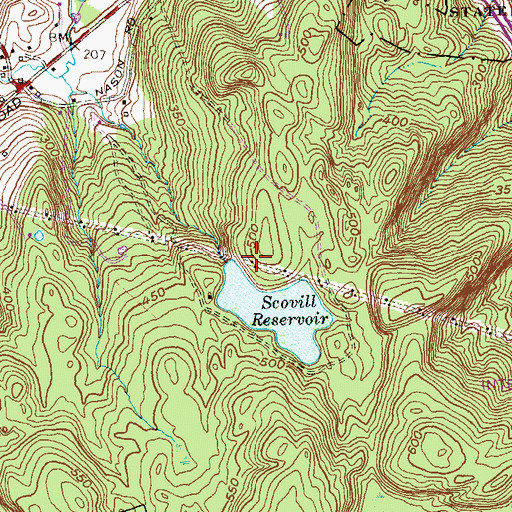Topographic Map of Scovill Reservoir Dam, CT