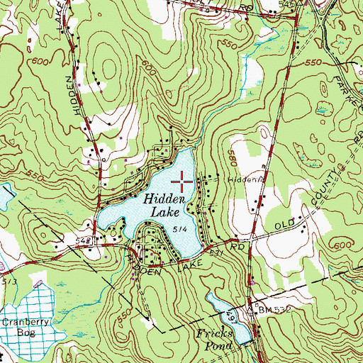 Topographic Map of Hidden Lake Dam, CT