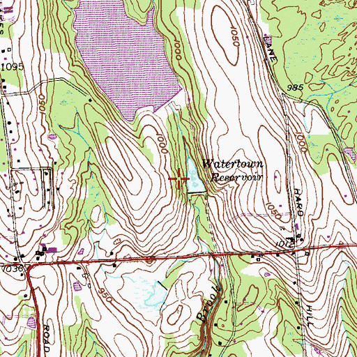 Topographic Map of Bronson E Lockwood Reservoir, CT