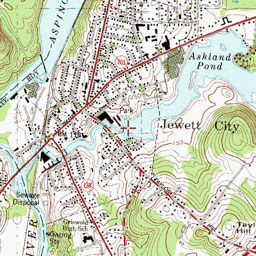 Topographic Map of Ashland Pond Dam, CT