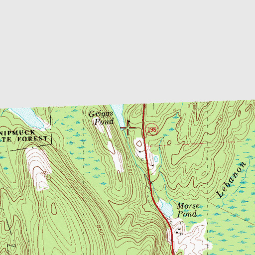 Topographic Map of Griggs Pond Dam, CT