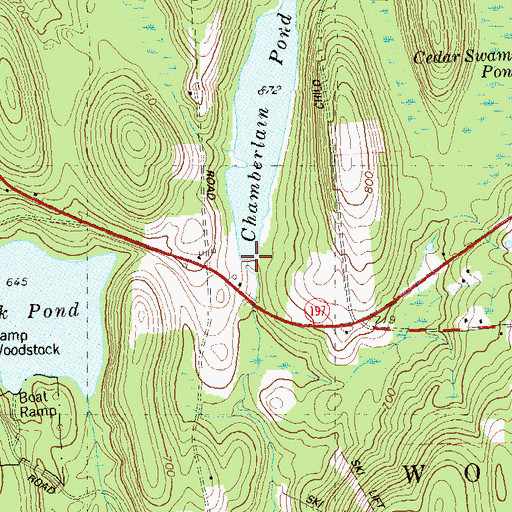 Topographic Map of Chamberlain Pond Dam, CT