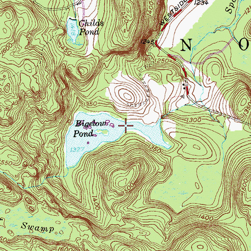 Topographic Map of Bigelow Pond Dam, CT