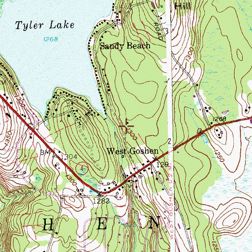 Topographic Map of Tyler Lake Dam, CT