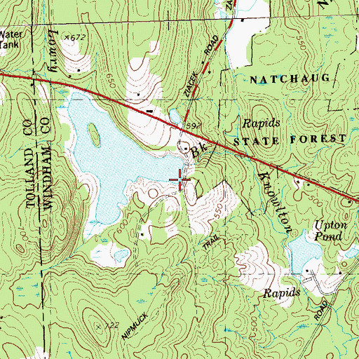 Topographic Map of Happy Acres Dam, CT