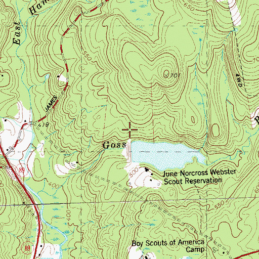 Topographic Map of Goss Brook Dam, CT